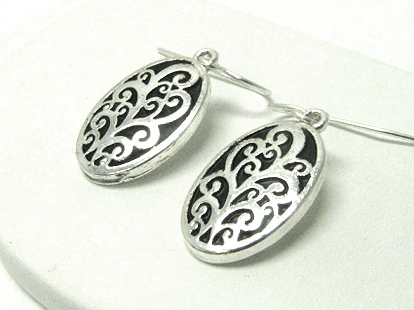 Textured metal oval earring