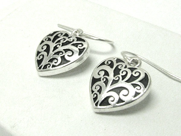 Textured metal heart earring