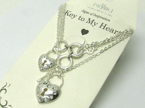 Key to my heart charm necklace and bracelet set - with gift envelope