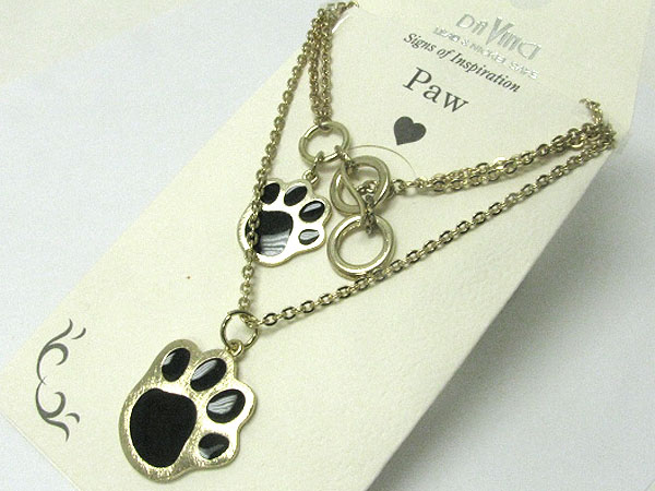 Paw charm necklace and bracelet set - with gift envelope