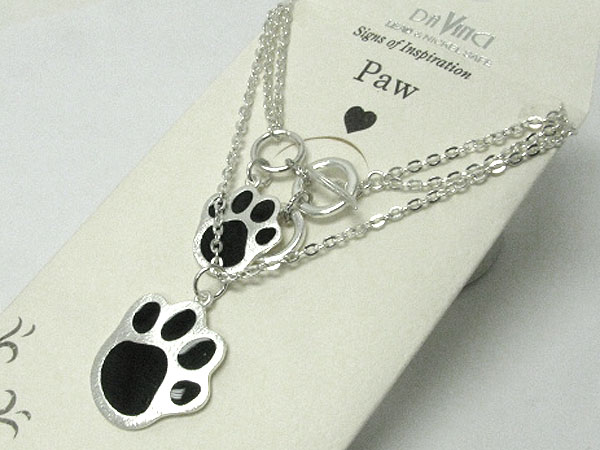 Paw charm necklace and bracelet set - with gift envelope