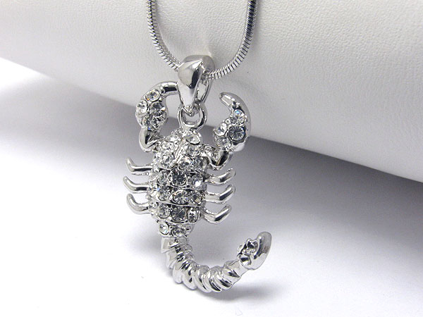 Made in korea whitegold plating crystal stud lobster pendant necklace