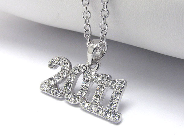 Made in korea whitegold plating crystal stud year 2011 pendant necklace