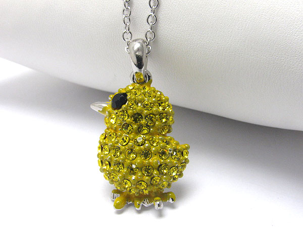 Made in korea whitegold plating crystal stud chick pendant necklace