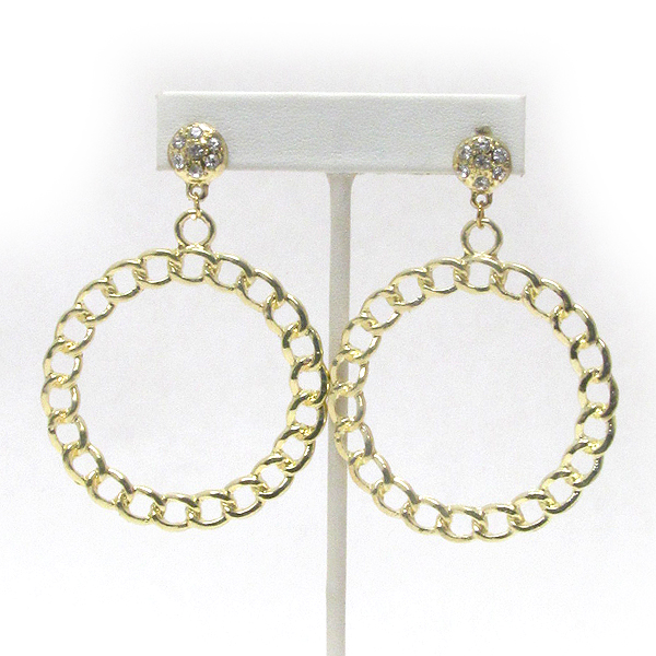 Chain hoop drop earrings