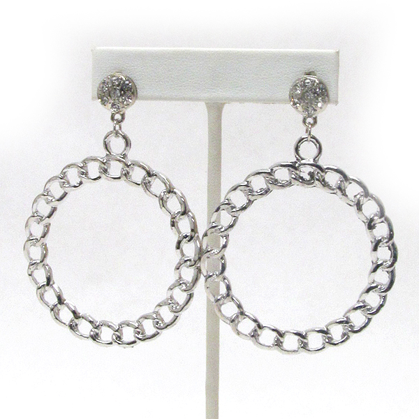 Chain hoop drop earrings