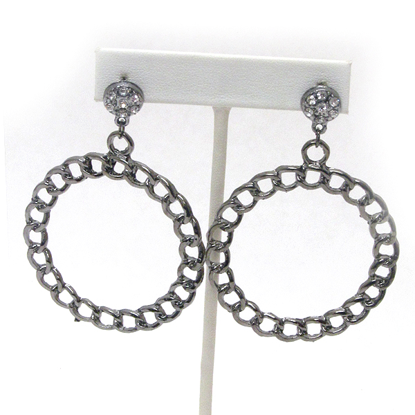 Chain hoop drop earrings