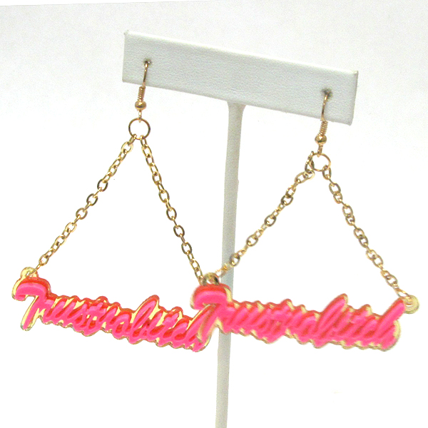 Trust no bitch chain drop earring