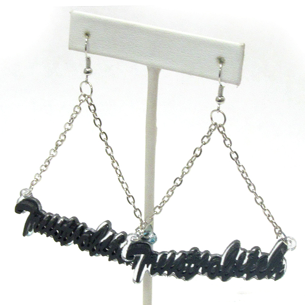 Trust no bitch chain drop earring