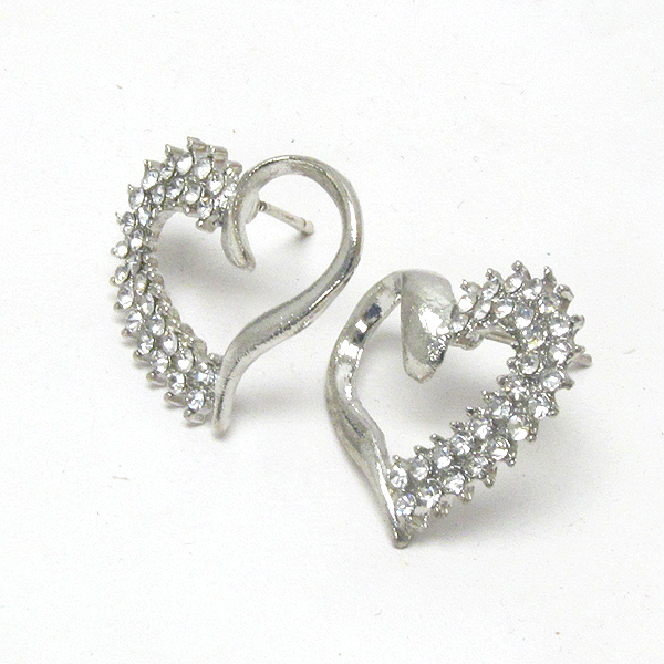 Crystal deco heart stud earring -valentine