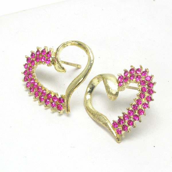 Crystal deco heart stud earring -valentine