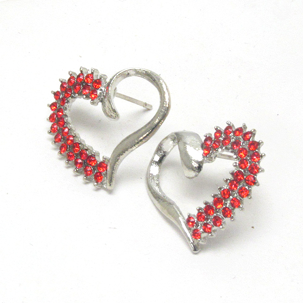 Crystal deco heart stud earring