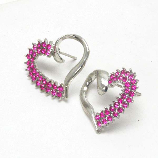 Crystal deco heart stud earring