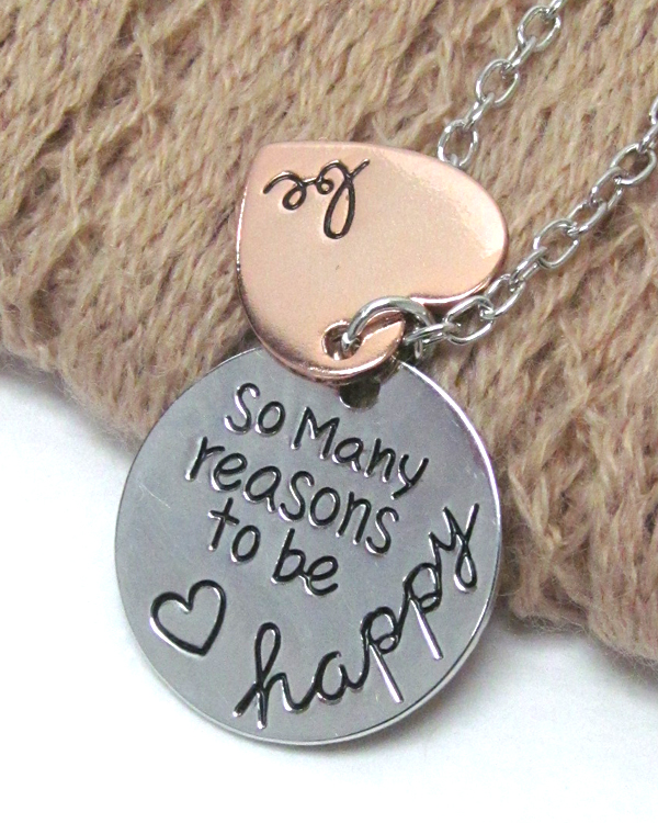 Inspiration message double pendant necklace - so many reason to be happy