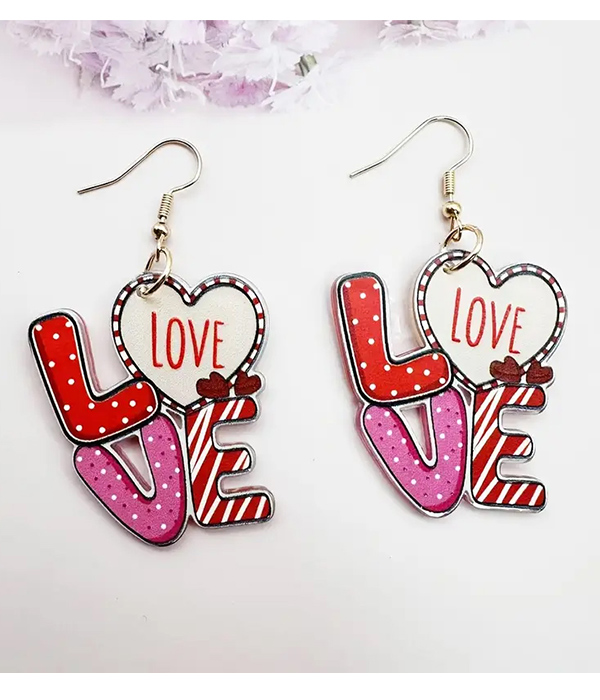 Valentine theme acrylic earring - love