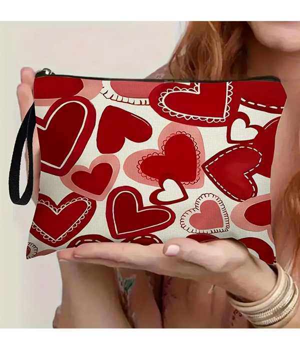 Valentine theme cosmetic makeup bag - love heart