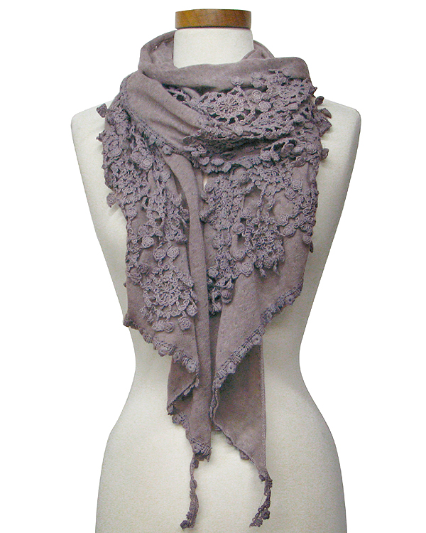 100% polyester with knit flower theme scarf