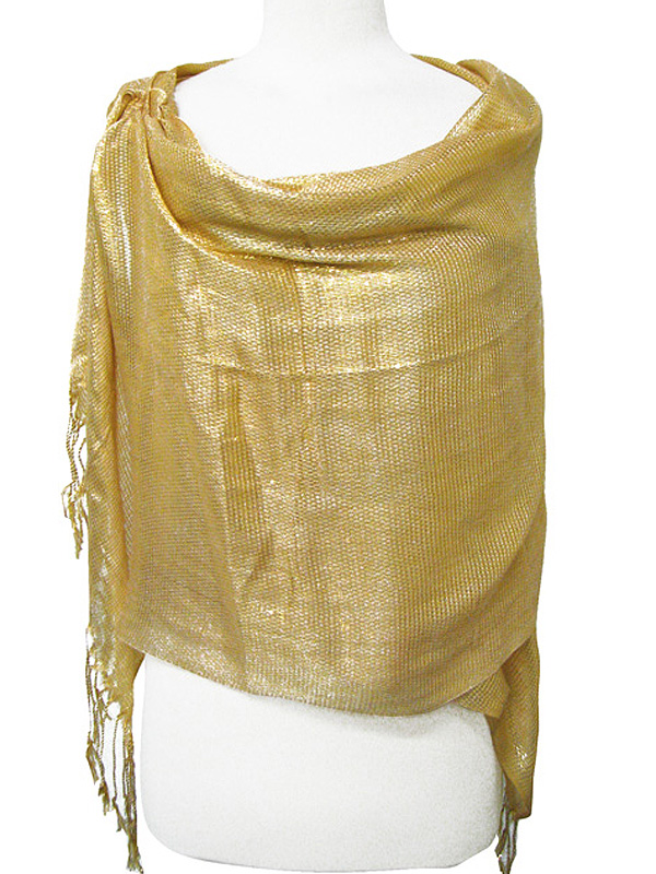 100% polyester crushed lurex shawl