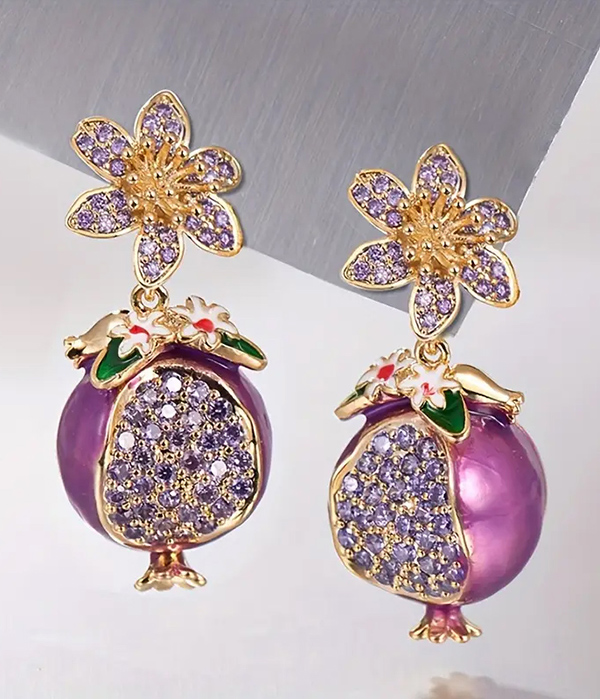 Fruit theme earring - pomegranate