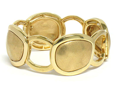 Uneven metal plate link double stretch bracelet