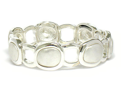 Uneven metal plate link double stretch bracelet