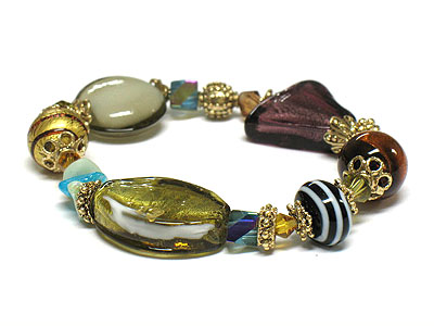 Multi shape murano glass stretch bracelet