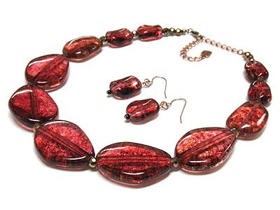 Semi-transparent flat acrylic bead necklace set