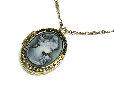 Cameo crystal locket necklace