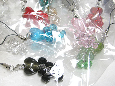 Sell by dozen - mixed color 12 pc glass cellphone charm mens jewelry