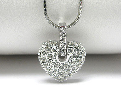 Made in korea whitegold plating crystal heart pendant necklace