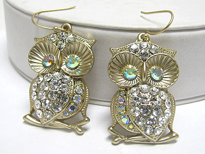 Crystal stud owl earring