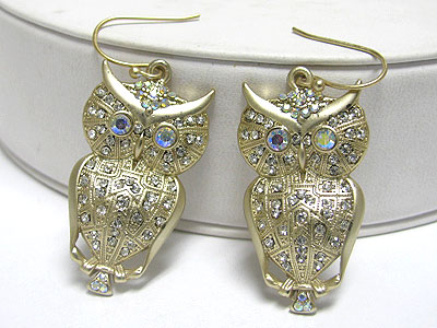 Crystal stud owl earring