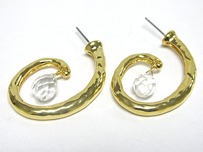 Facet ball dangle metal swirl earring