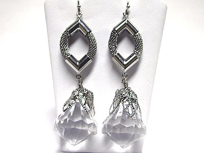 Rock crystal look facet lucite drop earring