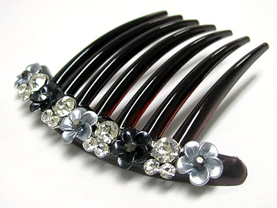 Crystal stud acryl flower hair pin