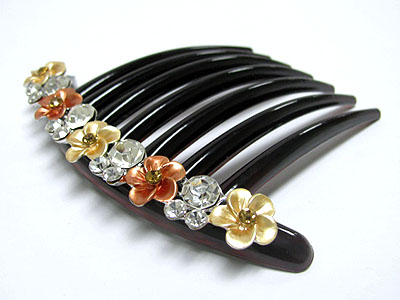 Crystal stud acryl flower hair pin