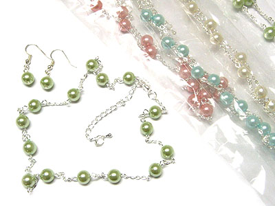 Dozen special - pearl beads long necklace and earring set mens jewelry