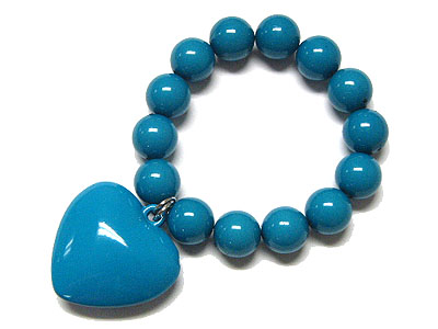 Acryl heart and beads stretch bracelet