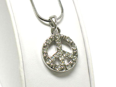 Made in korea whitegold plating peace symbol pendant necklace