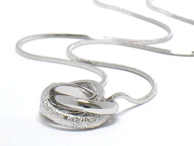 Made in korea whitegold plating triple ring link necklace 