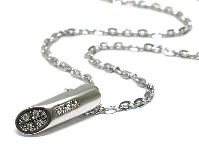 Made in korea whitegold plating crystal stud bullet pendant necklace