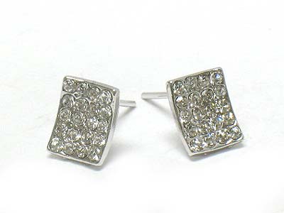 Made in korea whitegold plating crystal small square earring 