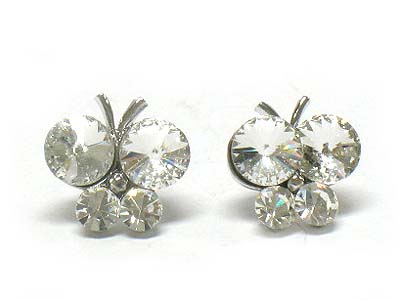 Made in korea whitegold plating crystal small butterfly shape earring 