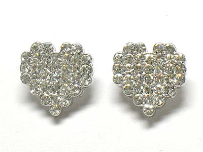 Made in korea whitegold plating crystal stud heart earring 