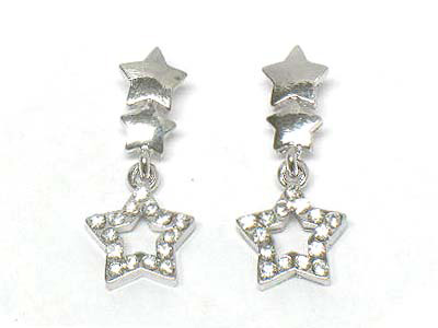 Made in korea whitegold plating crystal heart drop earring