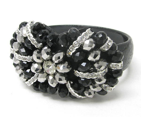 Facet glass and crystal deco bangle bracelet