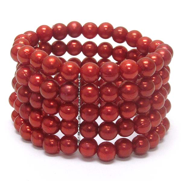 5 layered ball link stretch bracelet