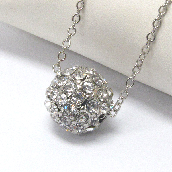 Premier electro plating crystal fireball pendant necklace