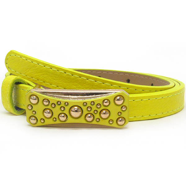 Metal stud buckle and leatherette belt