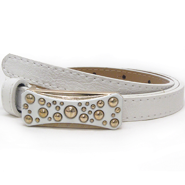 Metal stud buckle and leatherette belt